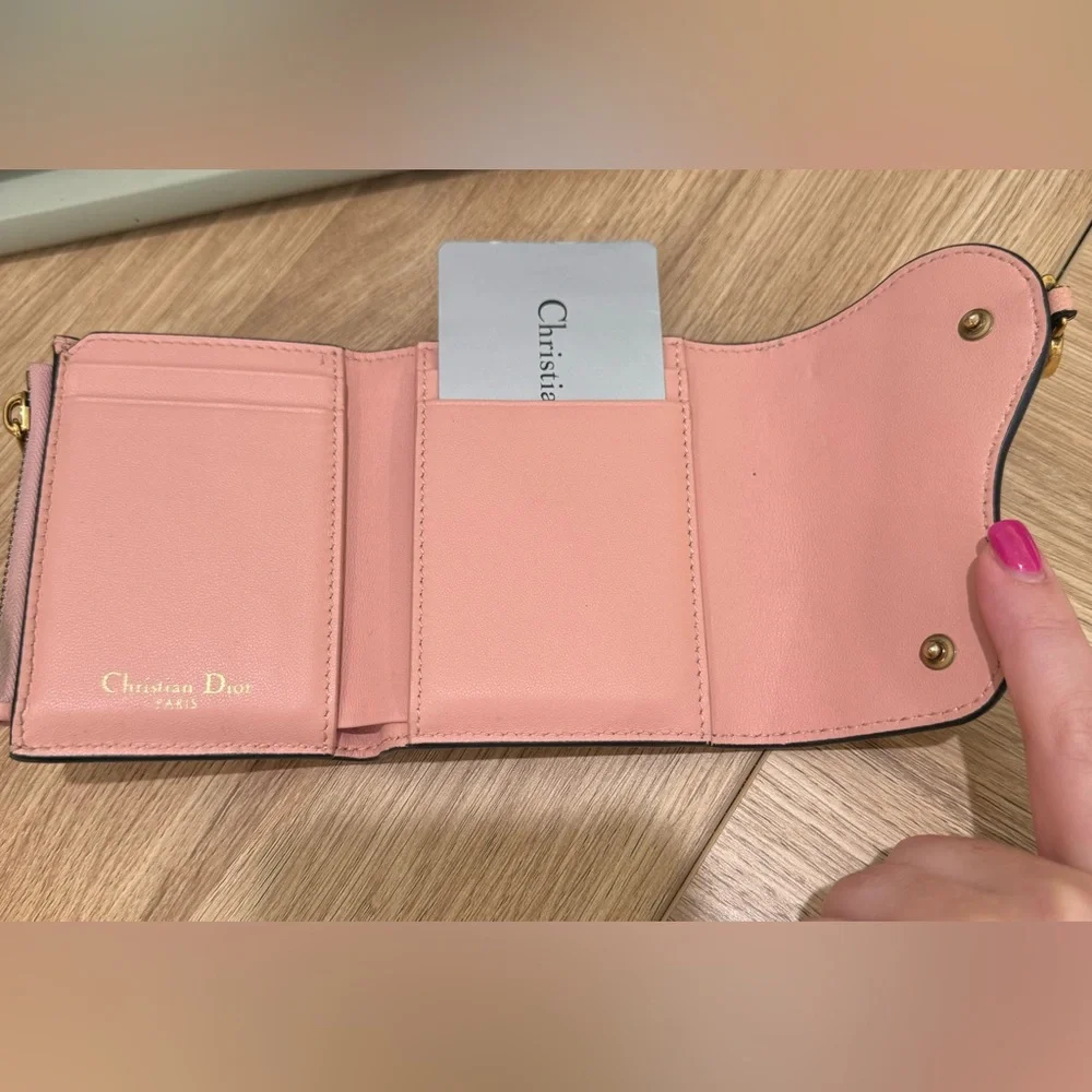 Dior Pink compact wallet leather
